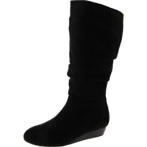 1381013 Womens Faux Suede Wedge Boot Mid-Calf Boots