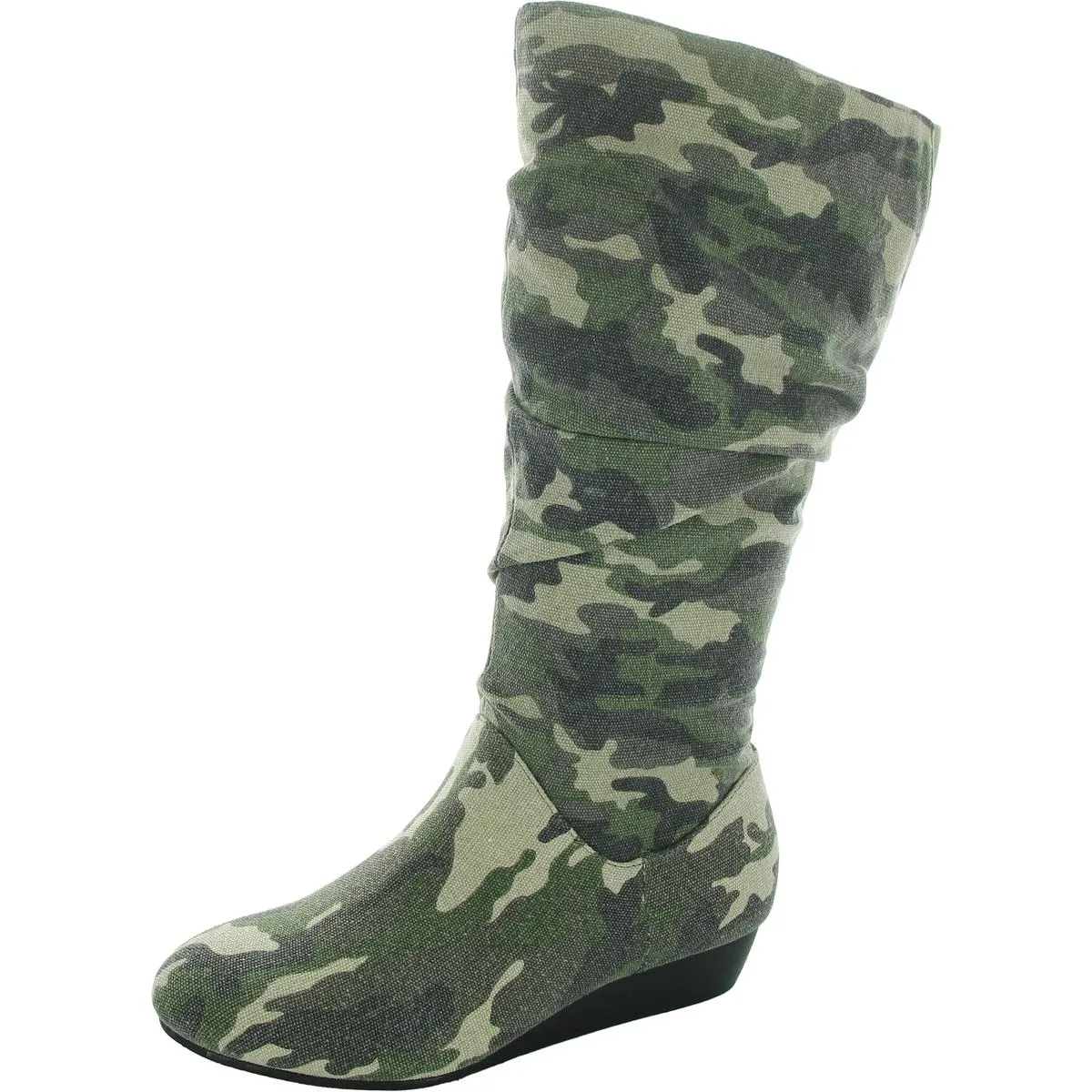 1381013 Womens Faux Suede Wedge Boot Mid-Calf Boots