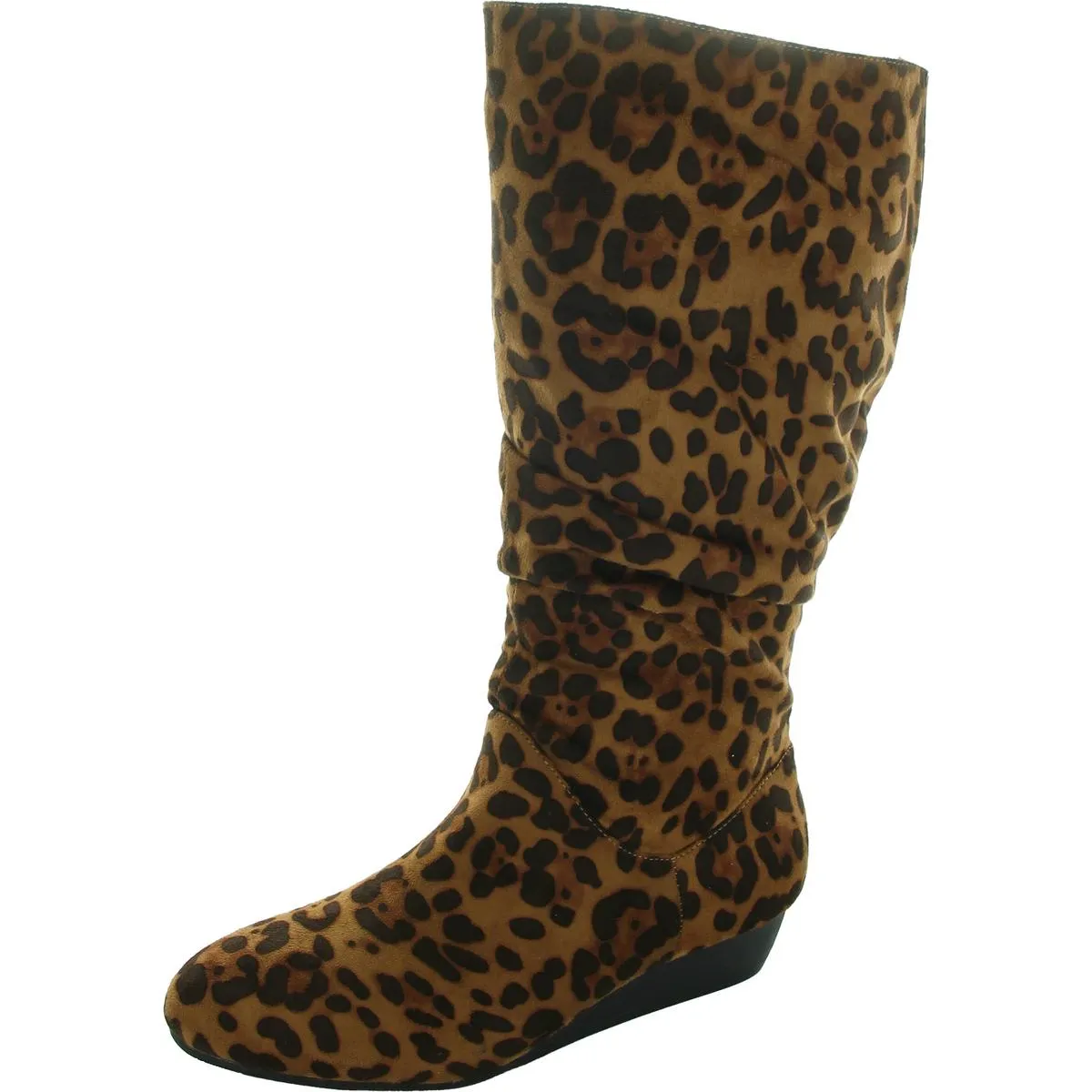 1381013 Womens Faux Suede Wedge Boot Mid-Calf Boots