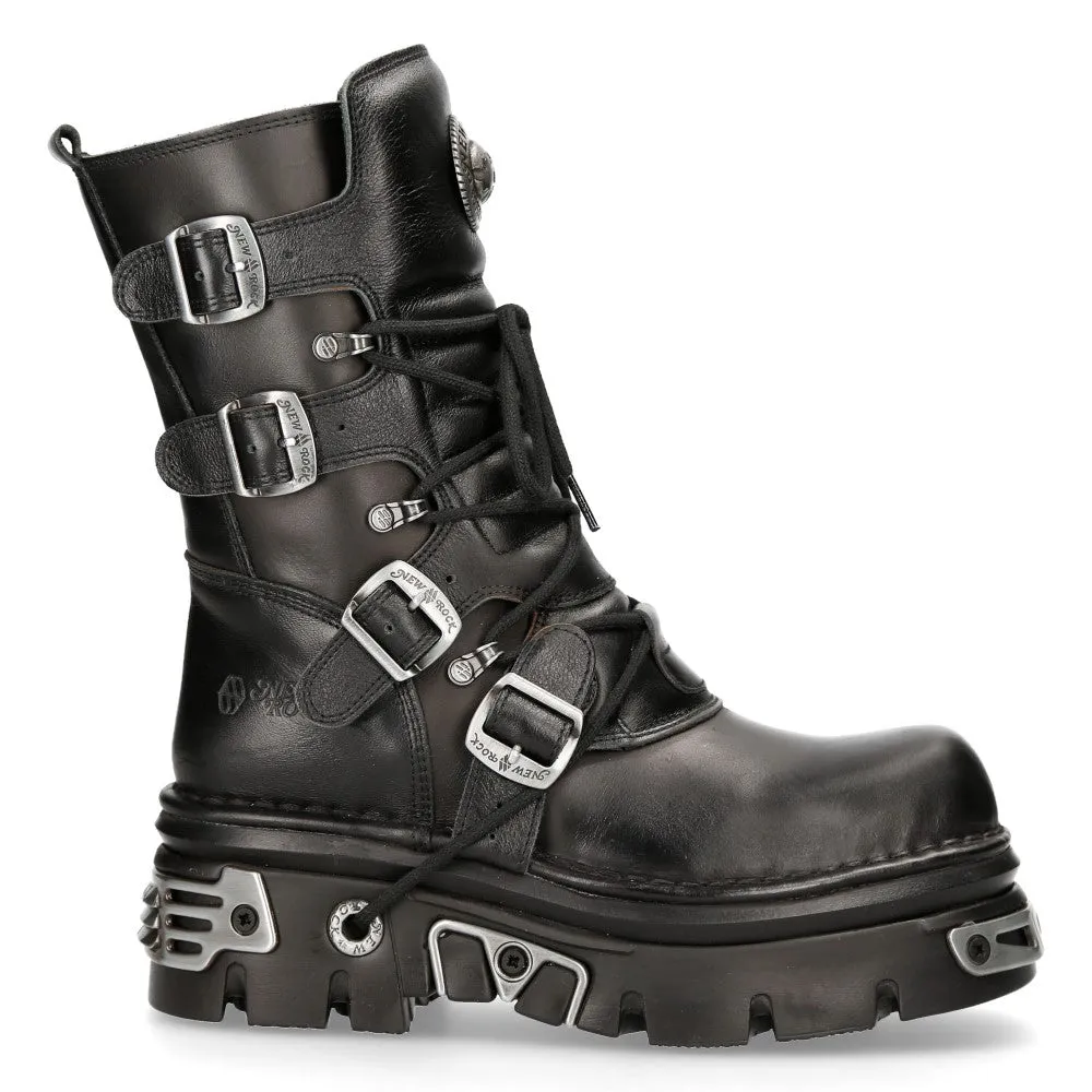 373 S4 Metallic Boots Leather Goth Biker Emo