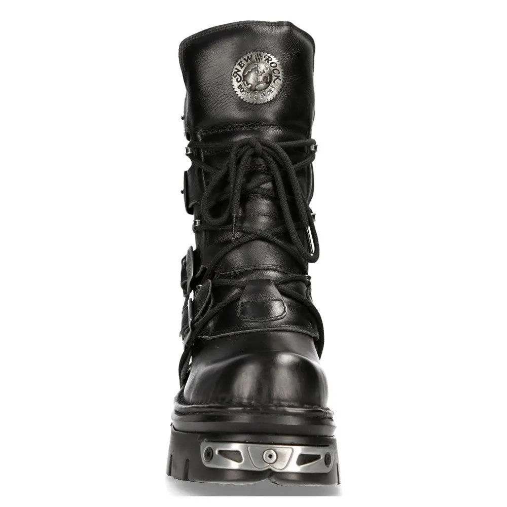 373 S4 Metallic Boots Leather Goth Biker Emo