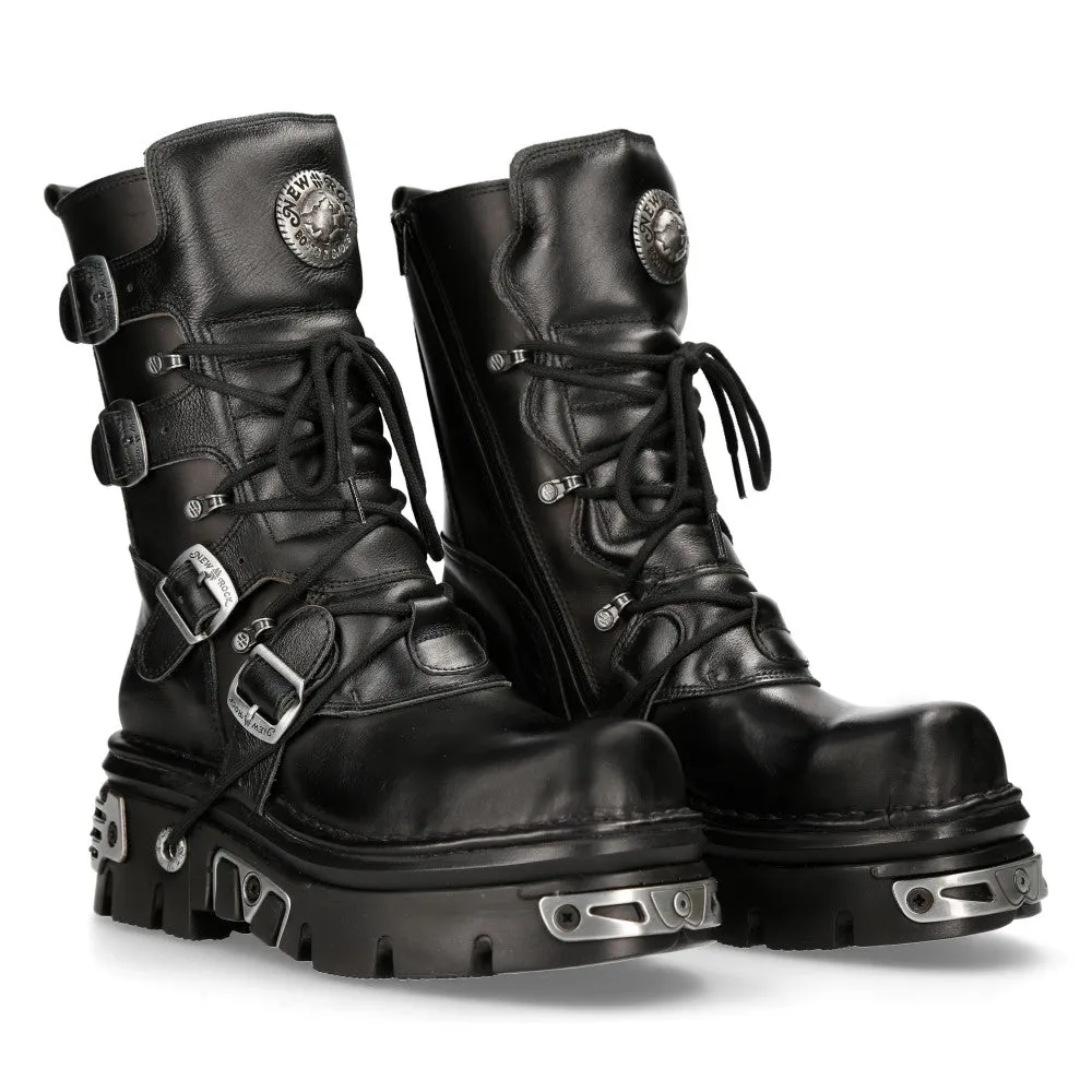 373 S4 Metallic Boots Leather Goth Biker Emo