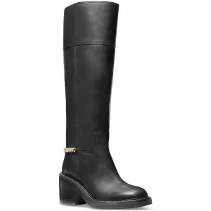 40F4CLMB5L Womens Chain Leather Knee-High Boots
