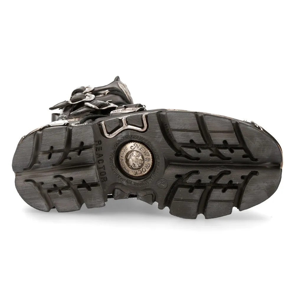 591 S15 Camouflage Flame Metallic Biker Goth Boots