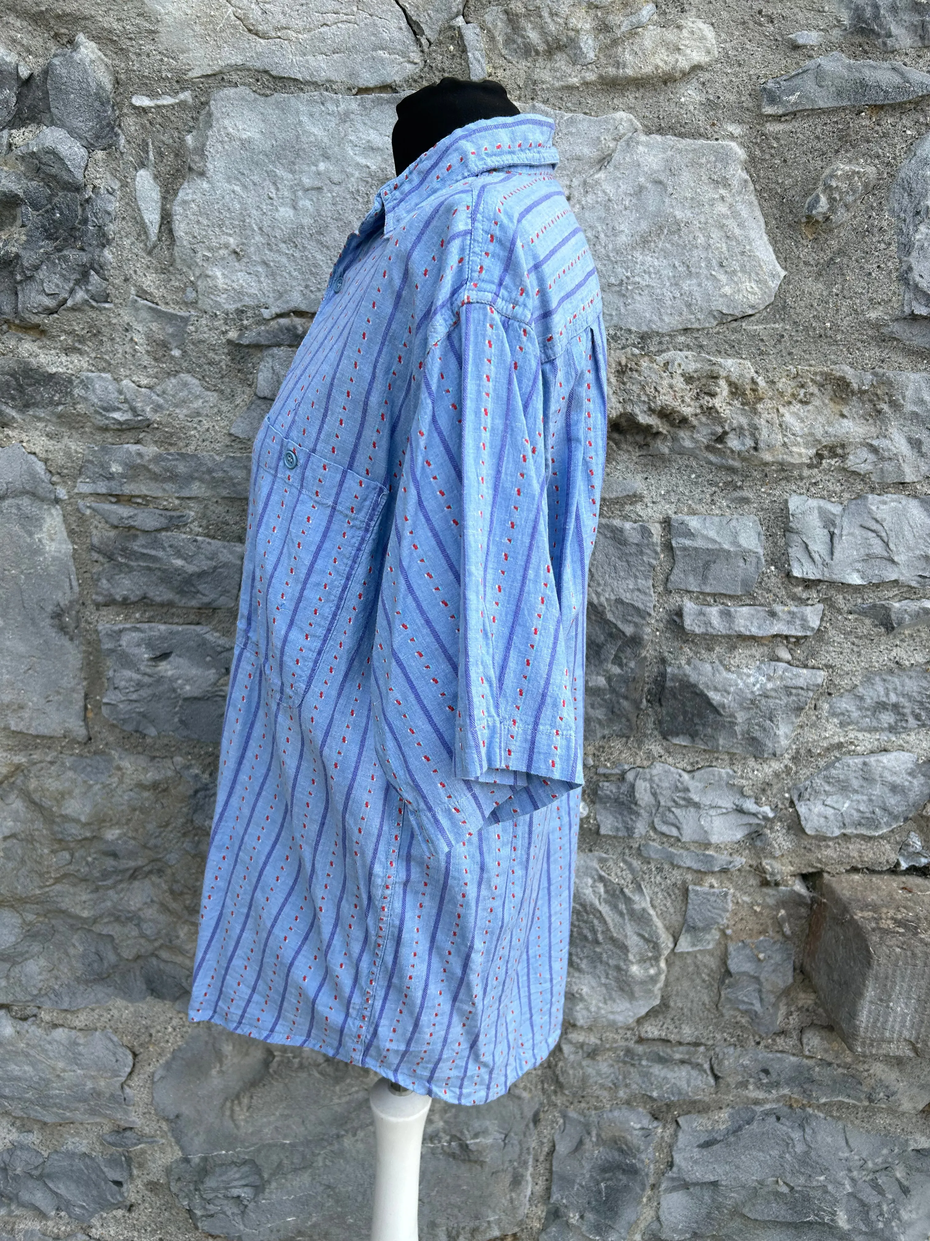 80s blue stripy shirt S/M men