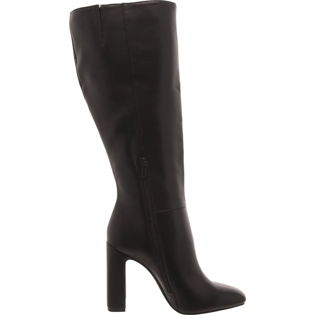 Abbey Womens Faux Leather Block Heel Knee-High Boots