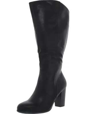 Addyy Womens Faux Leather Extra Wide Calf Knee-High Boots