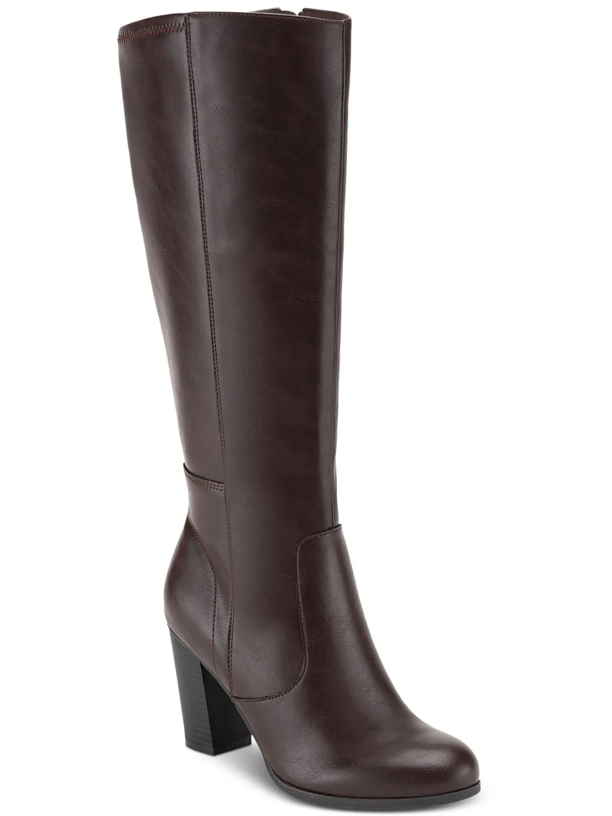 Addyy Womens Faux Leather Extra Wide Calf Knee-High Boots