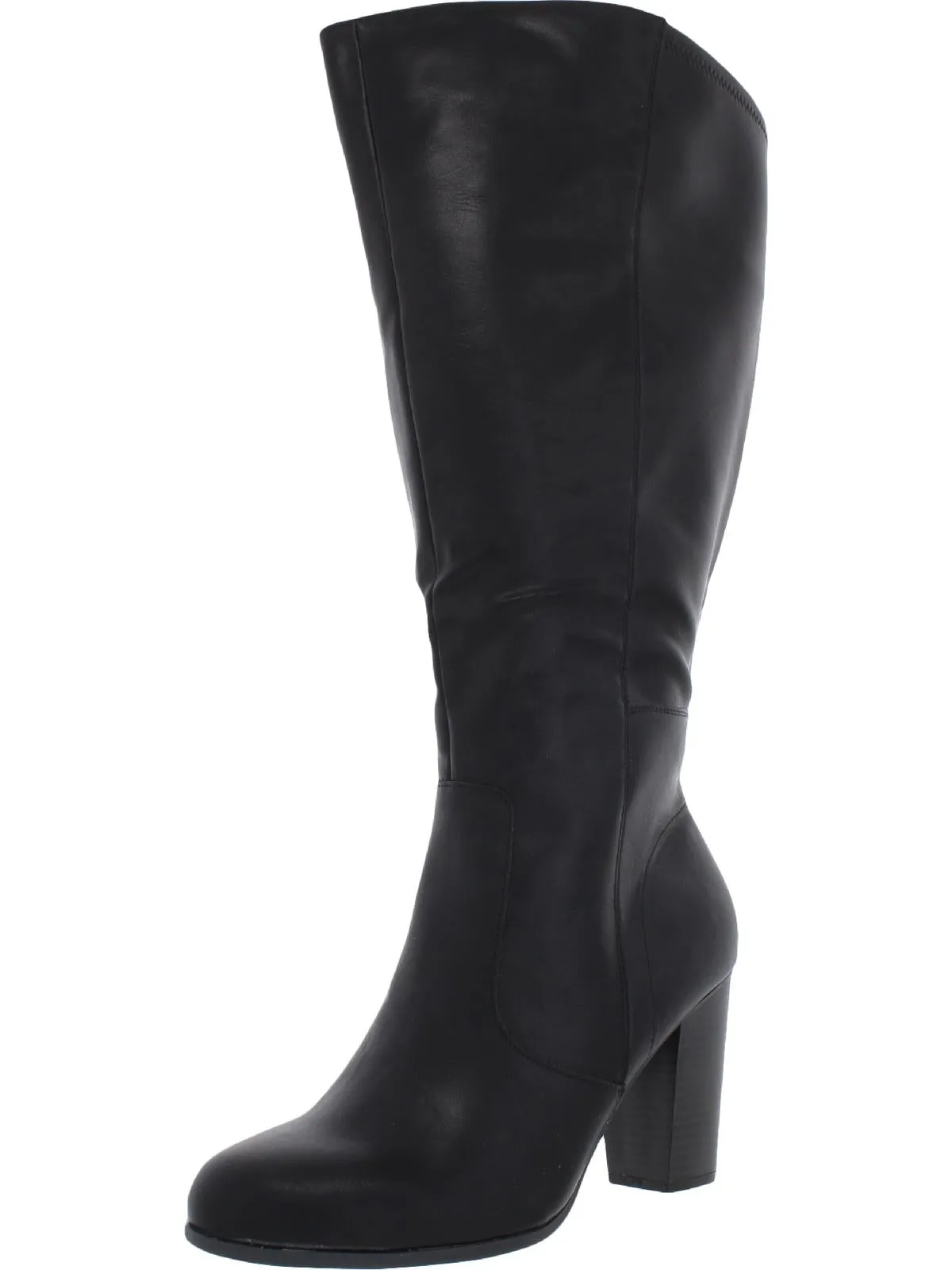 Addyy Womens Faux Leather Extra Wide Calf Knee-High Boots