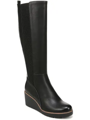 Adrian Womens Cushioned Footbed Wedge Knee-High Boots