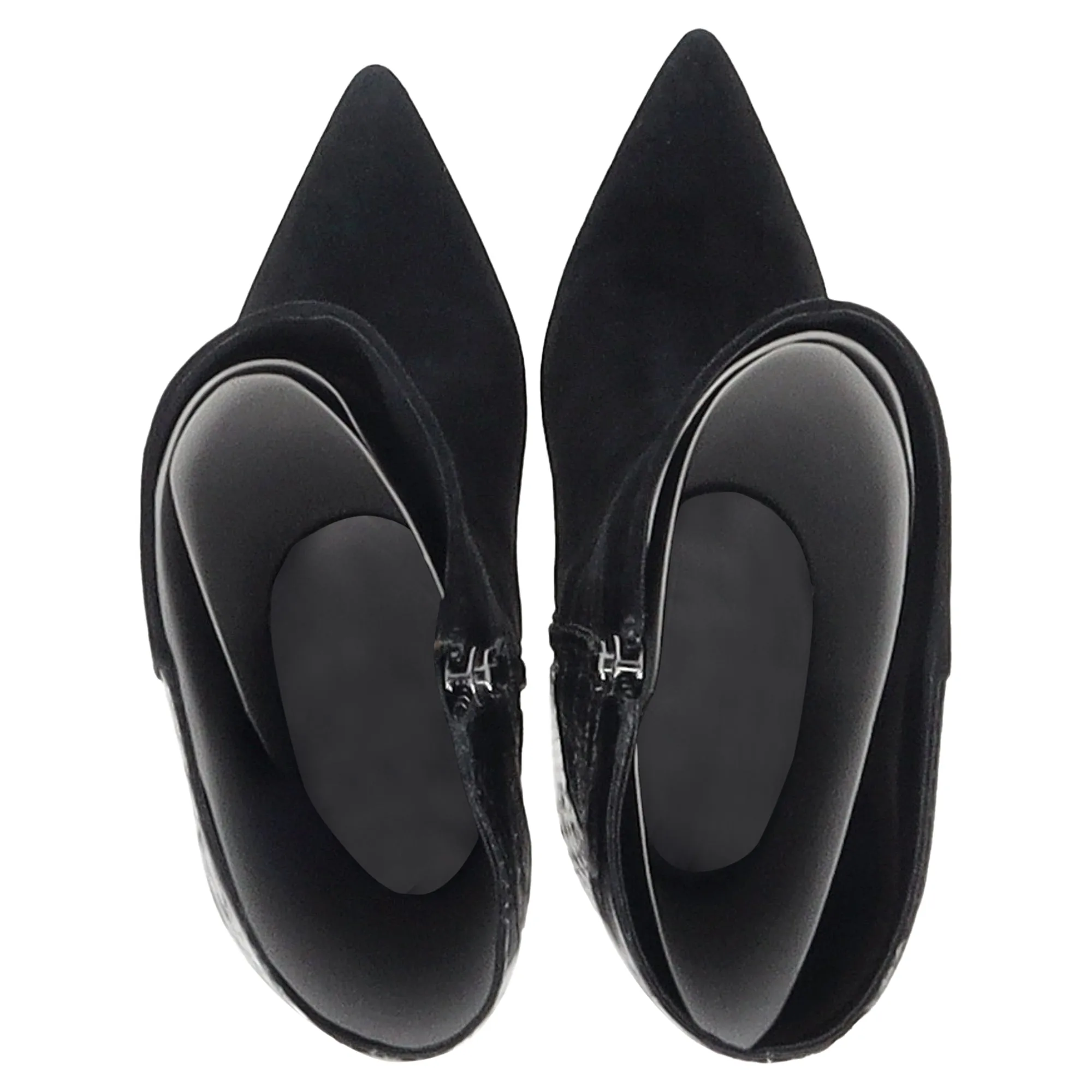 Alexandre Birman Knee-Length With Snakeskin Effect Boots in Black Suede