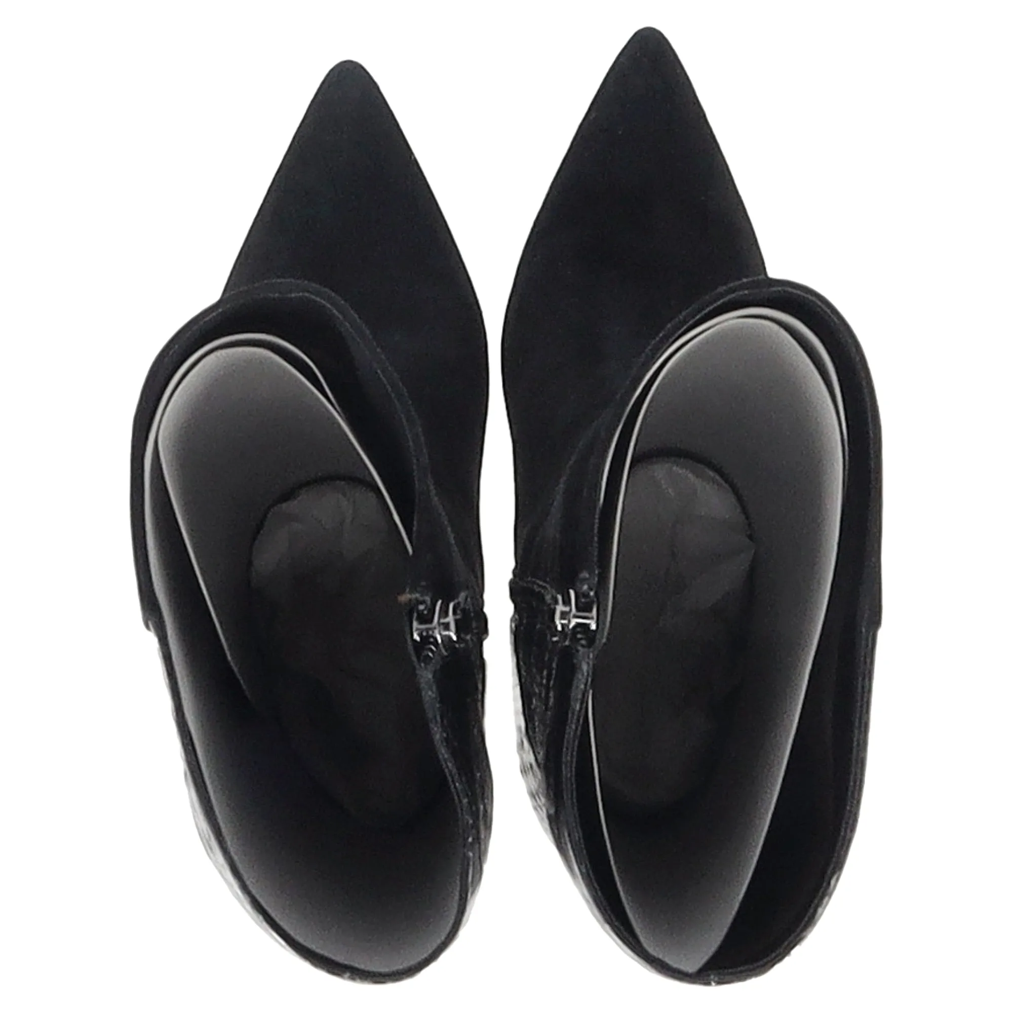 Alexandre Birman Knee-Length With Snakeskin Effect Boots in Black Suede