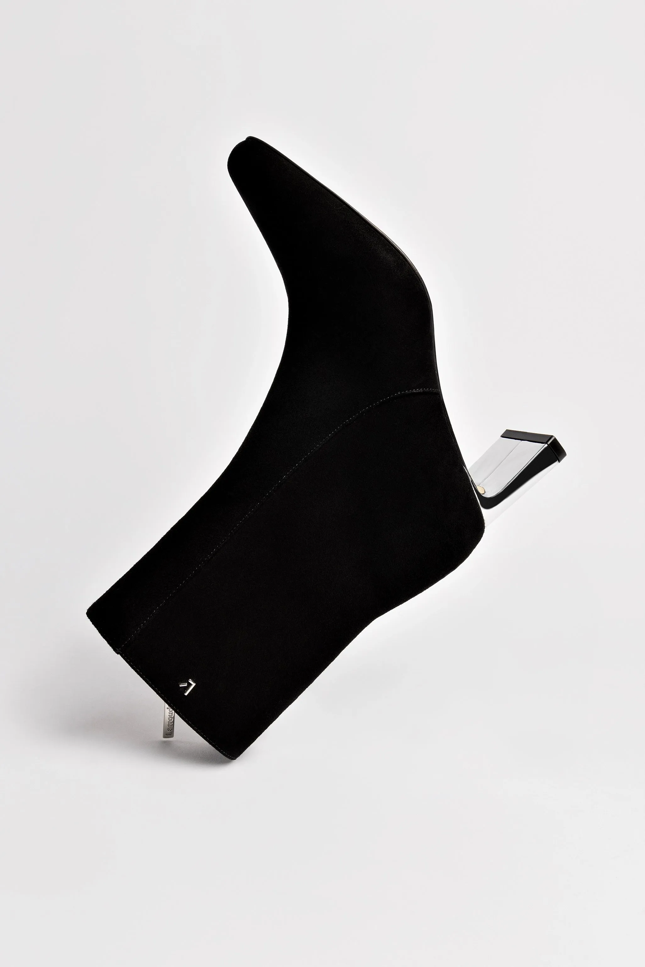 Alexis Bootie In Black Suede and Silver Heel