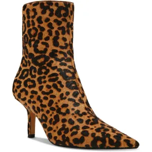Alston-L Womens Zipper Calf Hair Ankle Boots