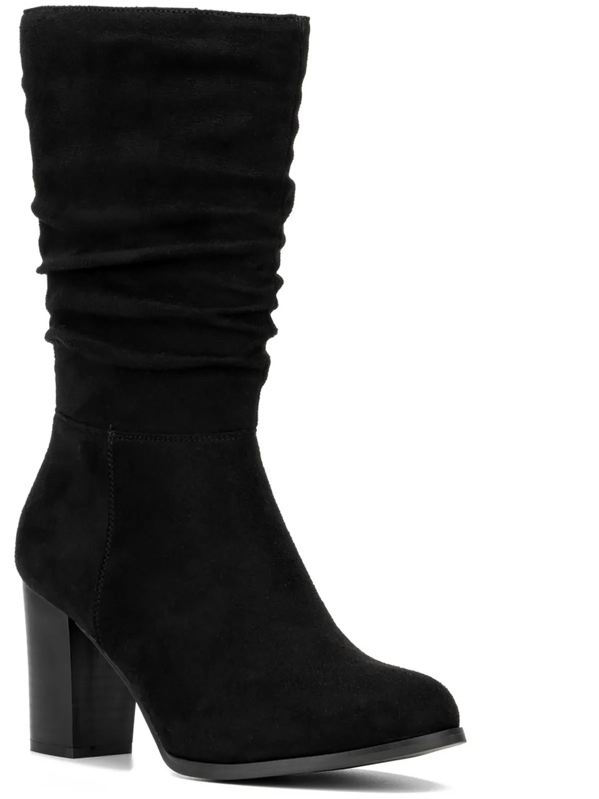 Amena Scrunch Boot Womens Block Heel Side Zip Mid-Calf Boots