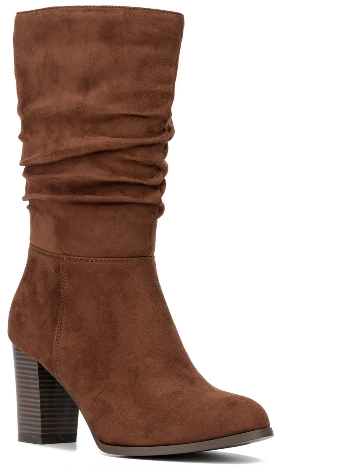Amena Scrunch Boot Womens Block Heel Side Zip Mid-Calf Boots