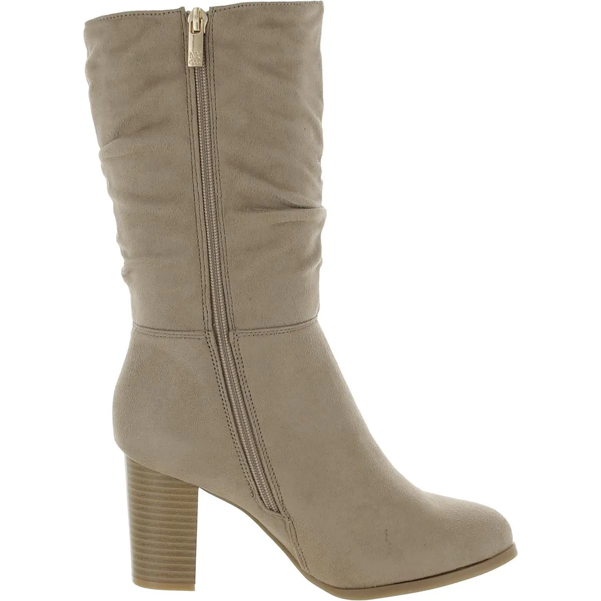 Amena Scrunch Boot Womens Block Heel Side Zip Mid-Calf Boots