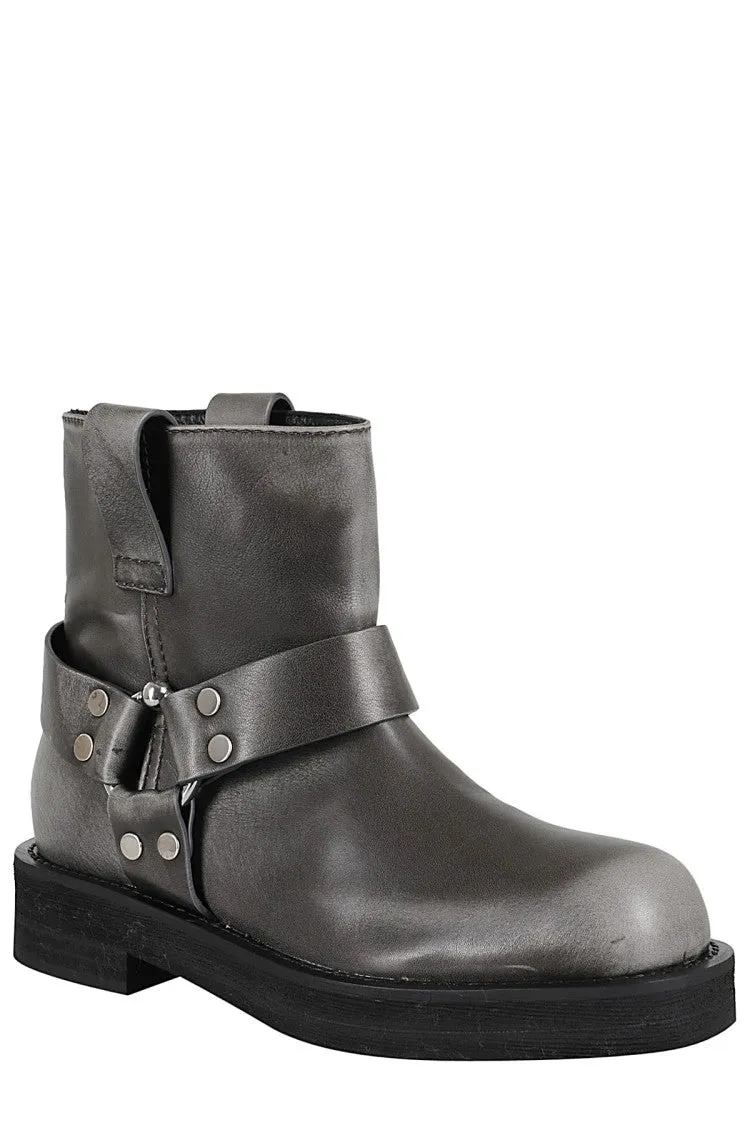 Ankle Height Dark Gray Nappa Leather Boots