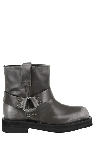 Ankle Height Dark Gray Nappa Leather Boots