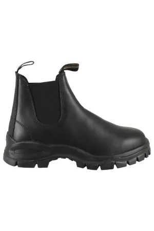 Ankle-High Black Leather Boots With Rubber Sole