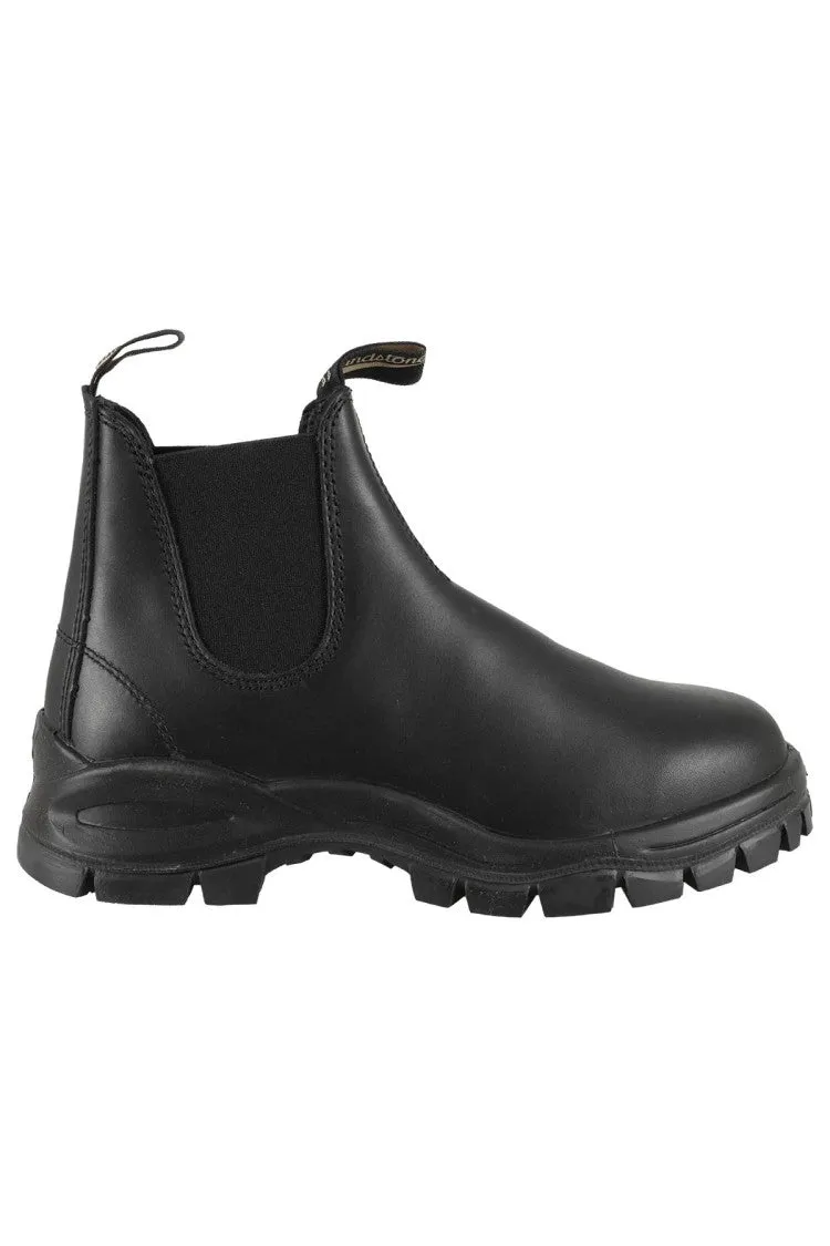 Ankle-High Black Leather Boots With Rubber Sole