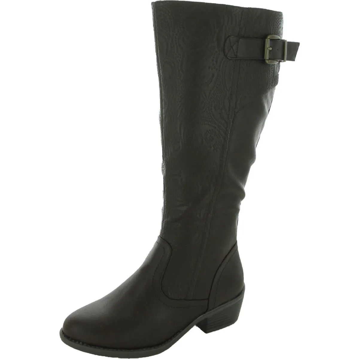 Arwen Womens Embossed Almond Toe Knee-High Boots