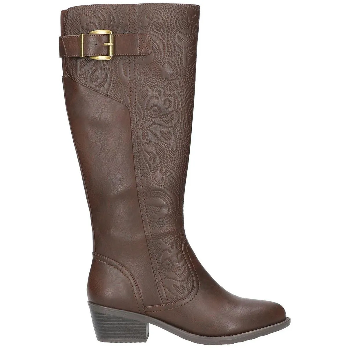 Arwen Womens Embossed Almond Toe Knee-High Boots
