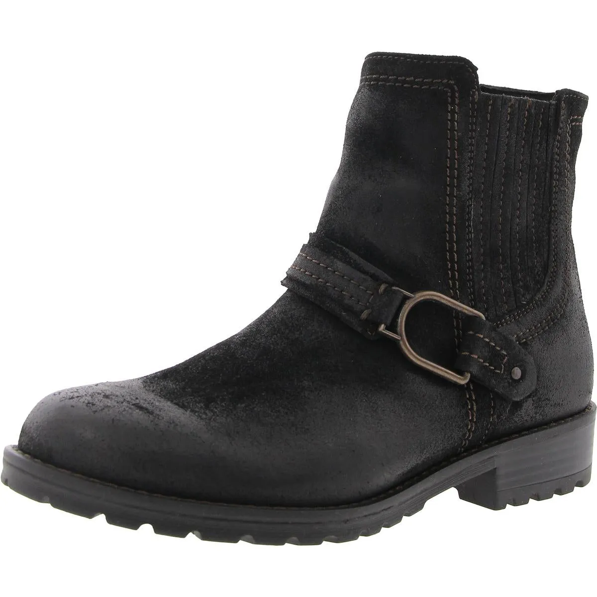 Aspra Buckle Womens Distressed Suede Ankle Boots