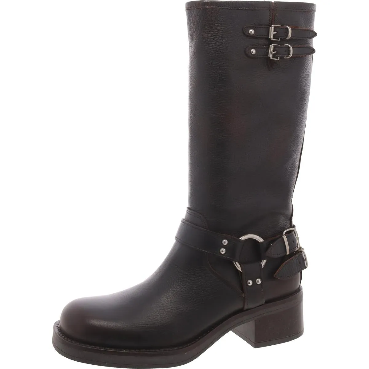 Axelle Womens Leather Block Heel Mid-Calf Boots