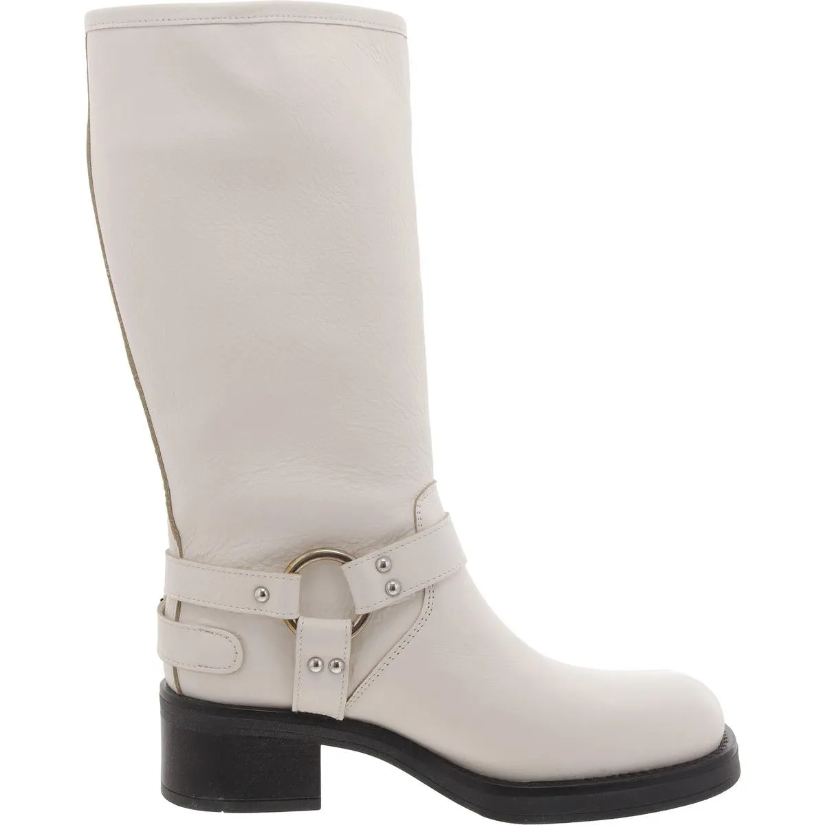 Axelle Womens Leather Block Heel Mid-Calf Boots