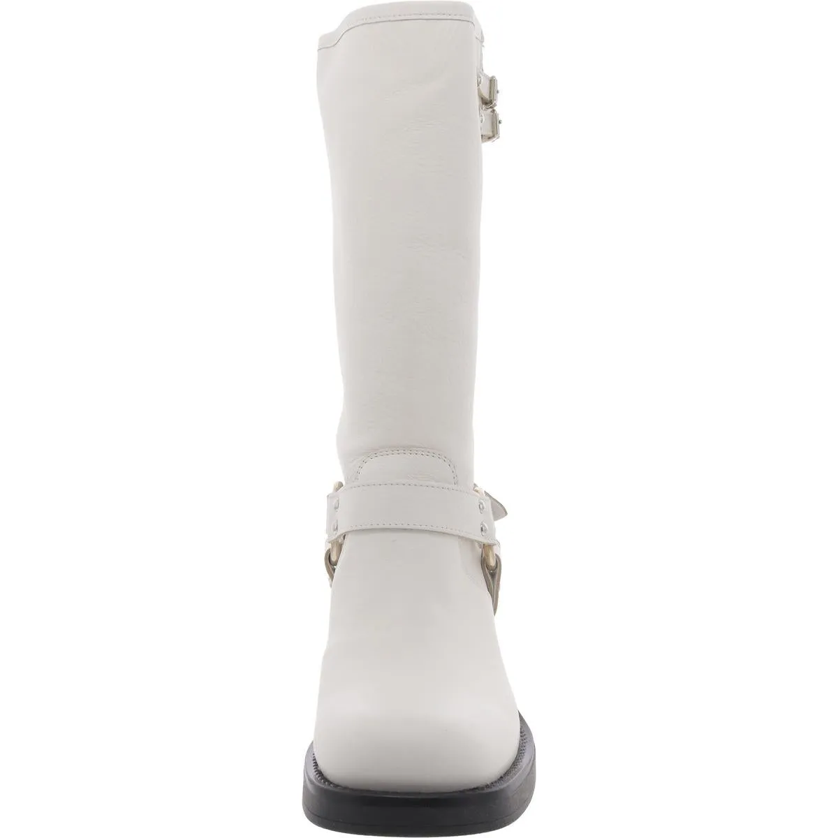 Axelle Womens Leather Block Heel Mid-Calf Boots