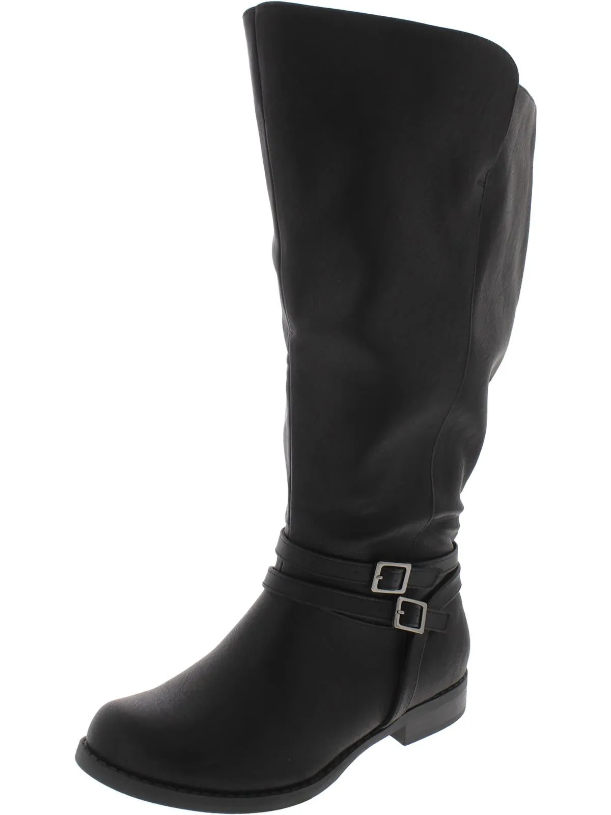 Bay Plus Womens Faux Leather Wide Calf Mid-Calf Boots