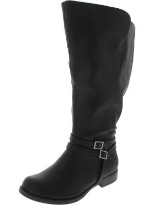 Bay Plus Womens Faux Leather Wide Calf Mid-Calf Boots