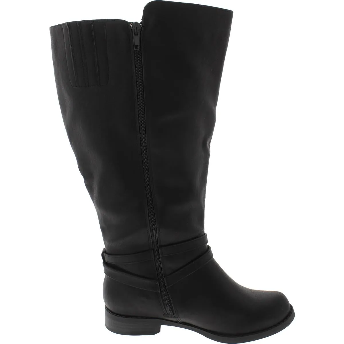 Bay Plus Womens Faux Leather Wide Calf Mid-Calf Boots