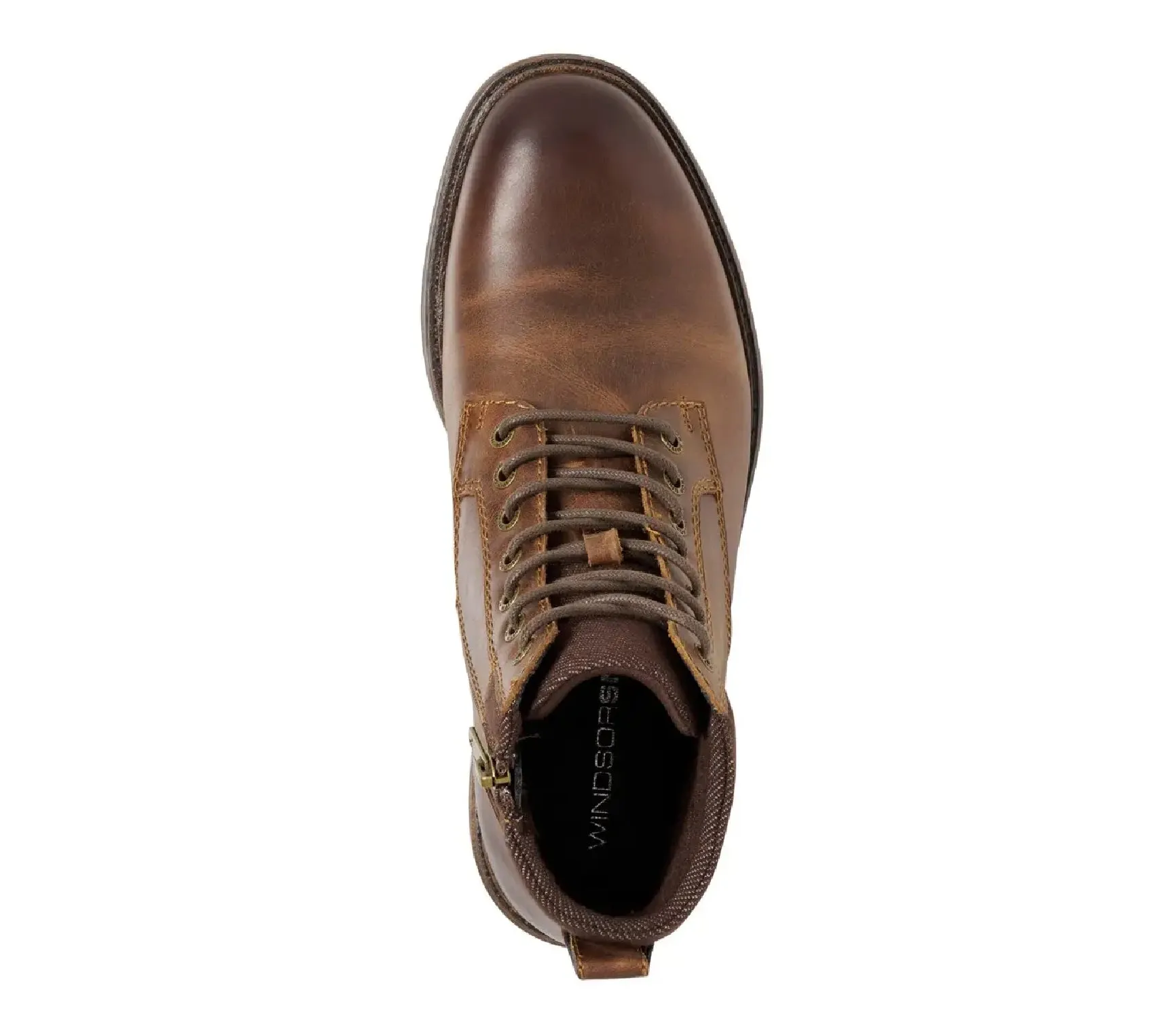 Beau - Men's Brown Lace Up Side Zip Leather Chelsea Boots