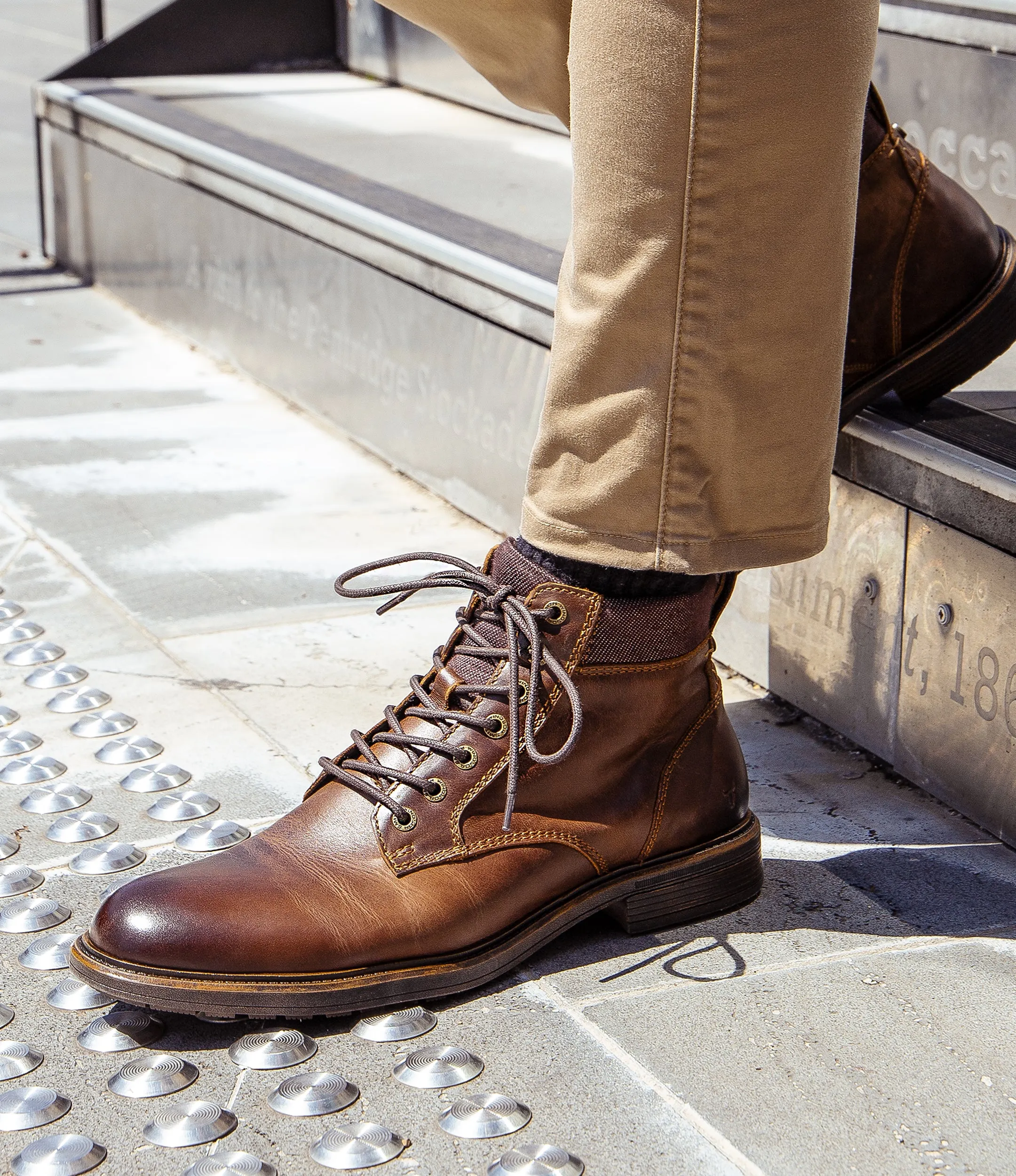 Beau - Men's Brown Lace Up Side Zip Leather Chelsea Boots