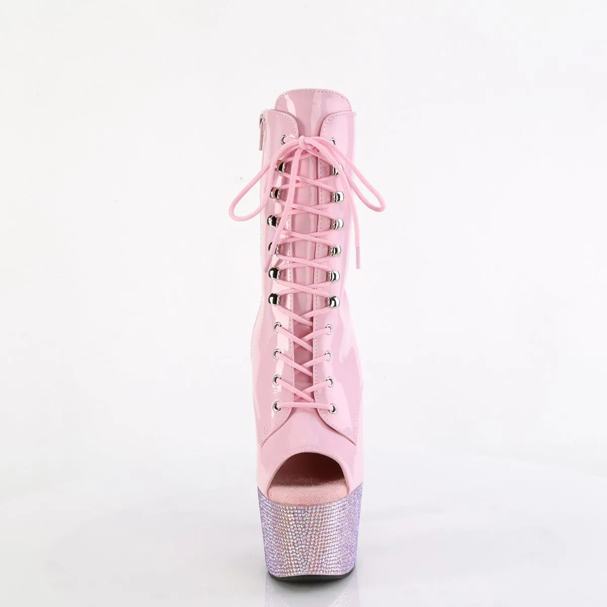 BEJEWELED-1021-7 Baby Pink Hologram Patent/Baby Pink AB Rhinestones