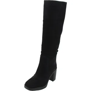 BHFO Womens Block Heel Leather Knee-High Boots
