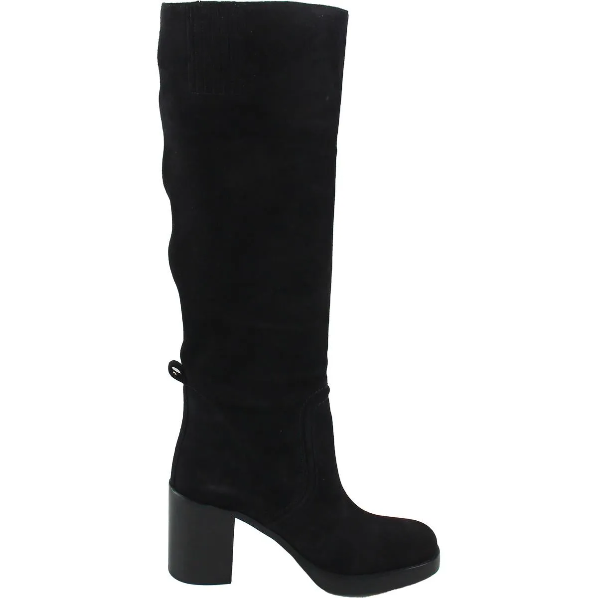 BHFO Womens Block Heel Leather Knee-High Boots