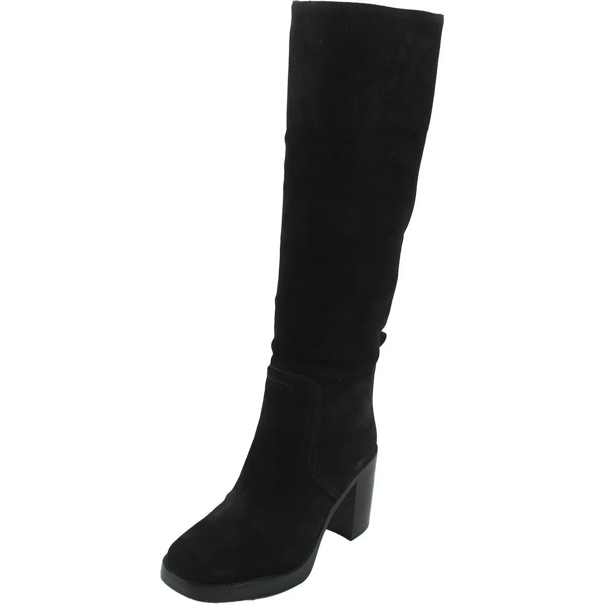 BHFO Womens Block Heel Leather Knee-High Boots