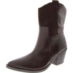 Biancaa Womens Faux Leather Ankle Cowboy, Western Boots