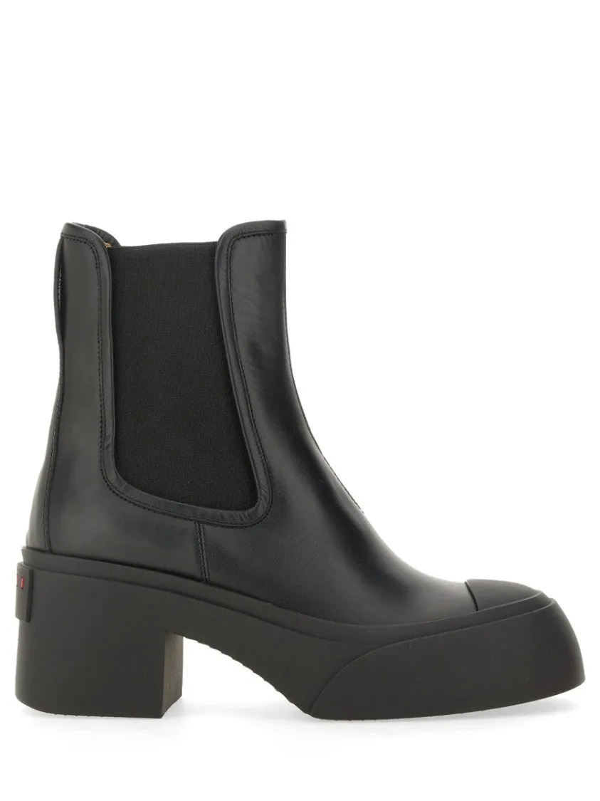 Block Heel Calf Leather Boots