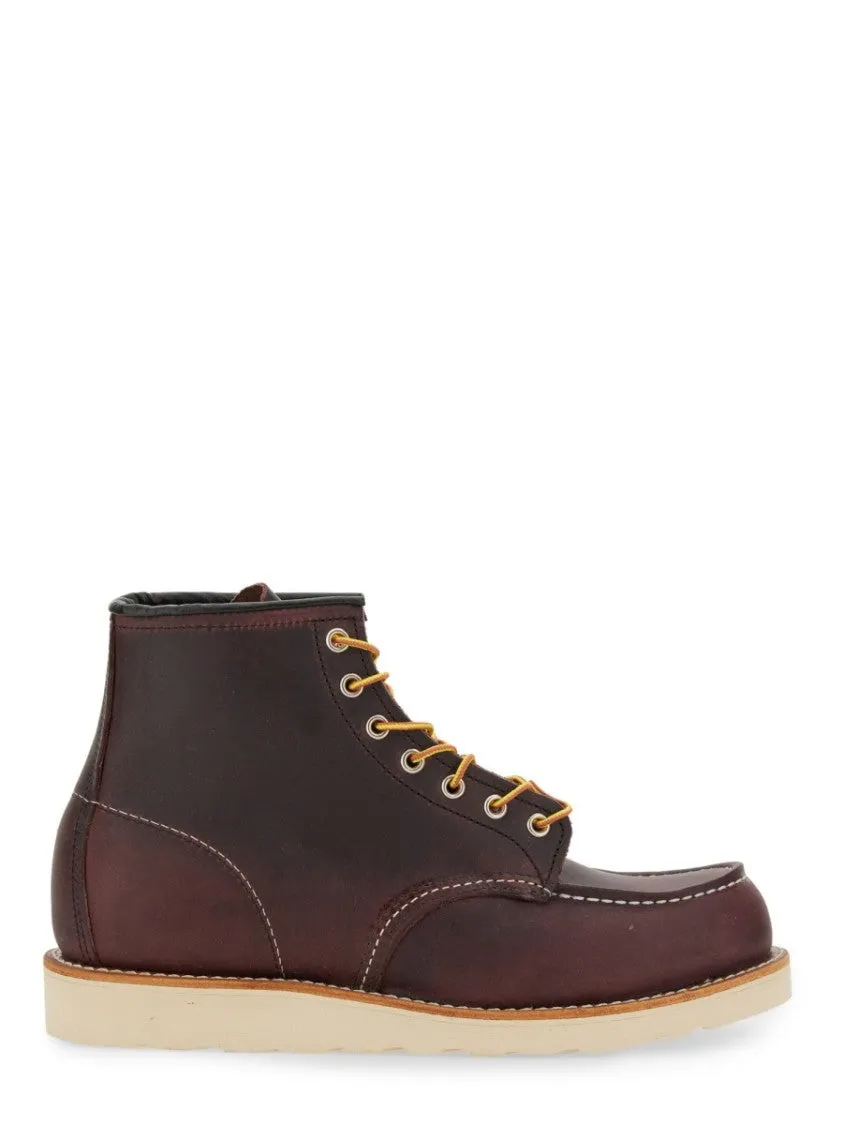Bordeaux Leather Boots With Rugged Sole