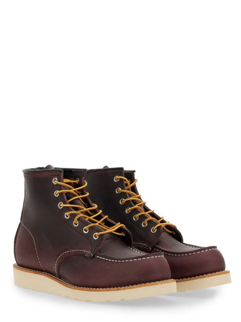 Bordeaux Leather Boots With Rugged Sole