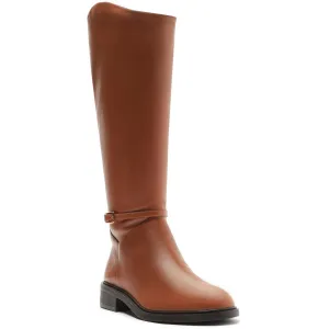 Bota Salto Baixo Womens Solid Leather Knee-High Boots