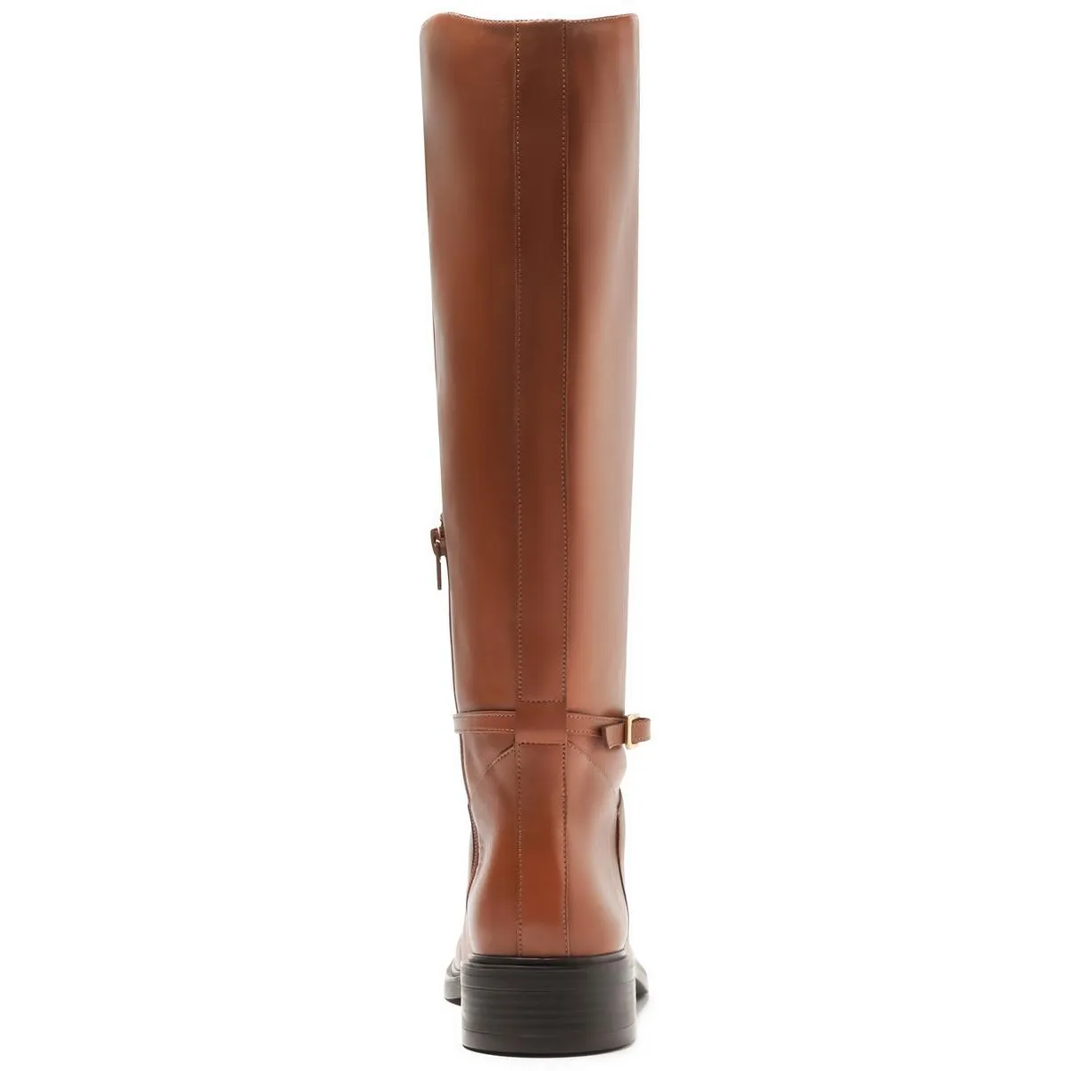 Bota Salto Baixo Womens Solid Leather Knee-High Boots