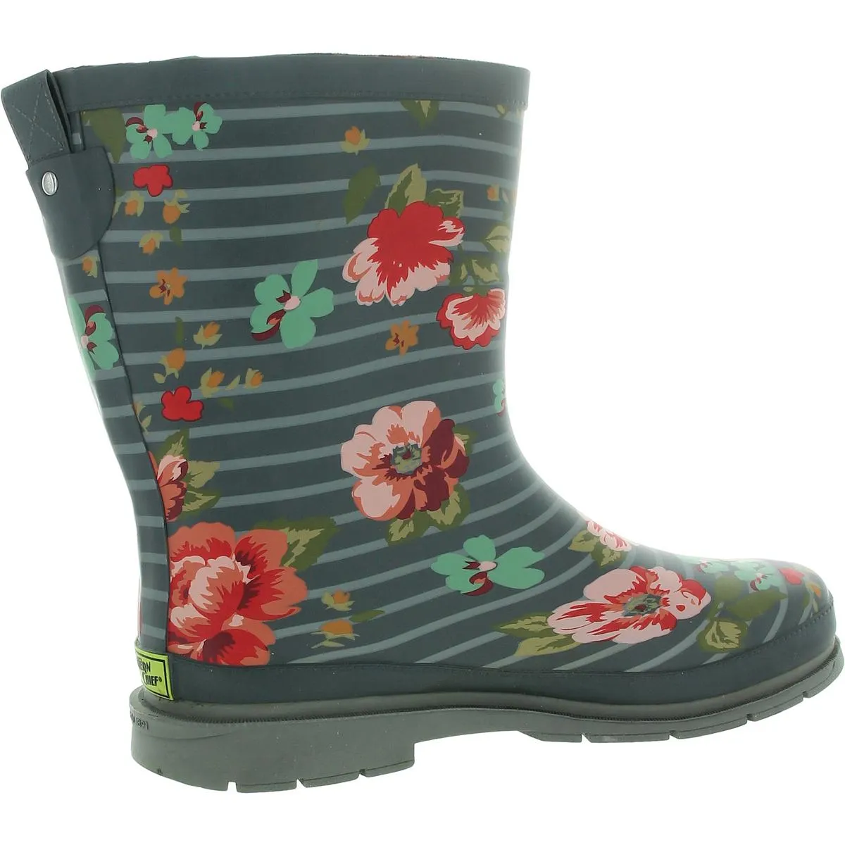 Bouquet mid Womens Floral Print Man Made Rain Boots