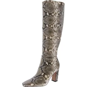 Bowman Womens Faux Leather Snake Print Knee-High Boots