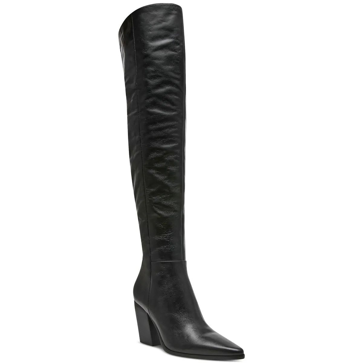 Bramble Womens Block Heel Leather Over-The-Knee Boots
