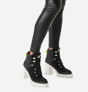 Brex Heel Cozy Lace Up Bootie In Black/sea Salt